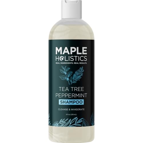 Rosemary Tea Tree Mint Shampoo - Clarifying Shampoo for Build Up and Flakes with Deep Cleansing Peppermint Oil and Tea Tree Essential Oil for Dry Scalp Treatment - Paraben & Sulfate Free (8oz)