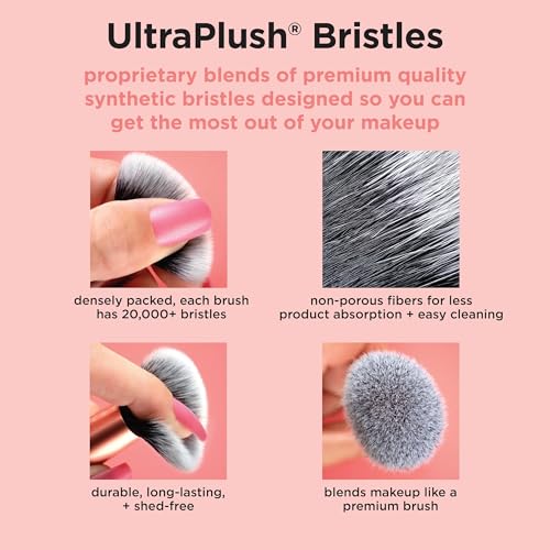 Real Techniques Precision Perfection Duo, Viral Kitten Paw Concealer Brush & Dual-Sided Powder Puff For Powder & Foundation, Travel Friendly Makeup Brush Set, Cruelty-Free, 2 Piece Set