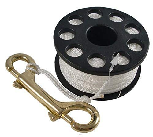 Scuba Choice Scuba Diving Compact Finger Spool, 150', White Line