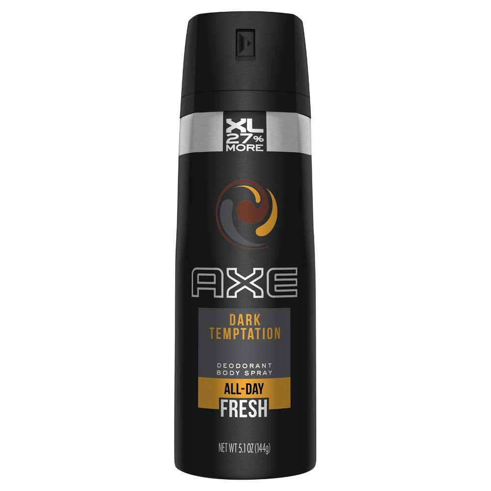 Axe Body Spray Deodorant for Long Lasting Odor Protection Dark Temptation All Day Fresh Scent Mens Deodorant Formulated Without Aluminum 5.1 oz 4 Count