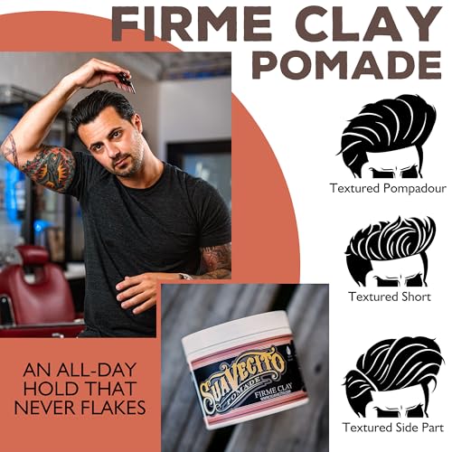 Suavecito Pomade Firme Clay - Strong Hold Hair Clay For Men - Low Shine Matte Hair Clay Pomade For Natural Texture Hairstyles