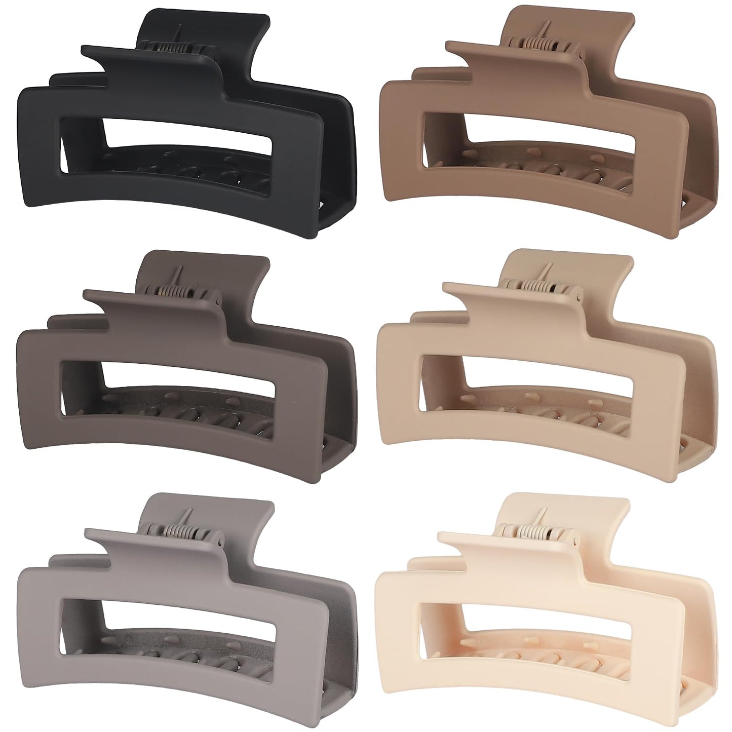 Sisiaipu 3.5 Inch Medium Hair Claw Clips 6 Pack for Women - Square Rectangle Banana Jaw Clips Accessories for Girls - Chocolate