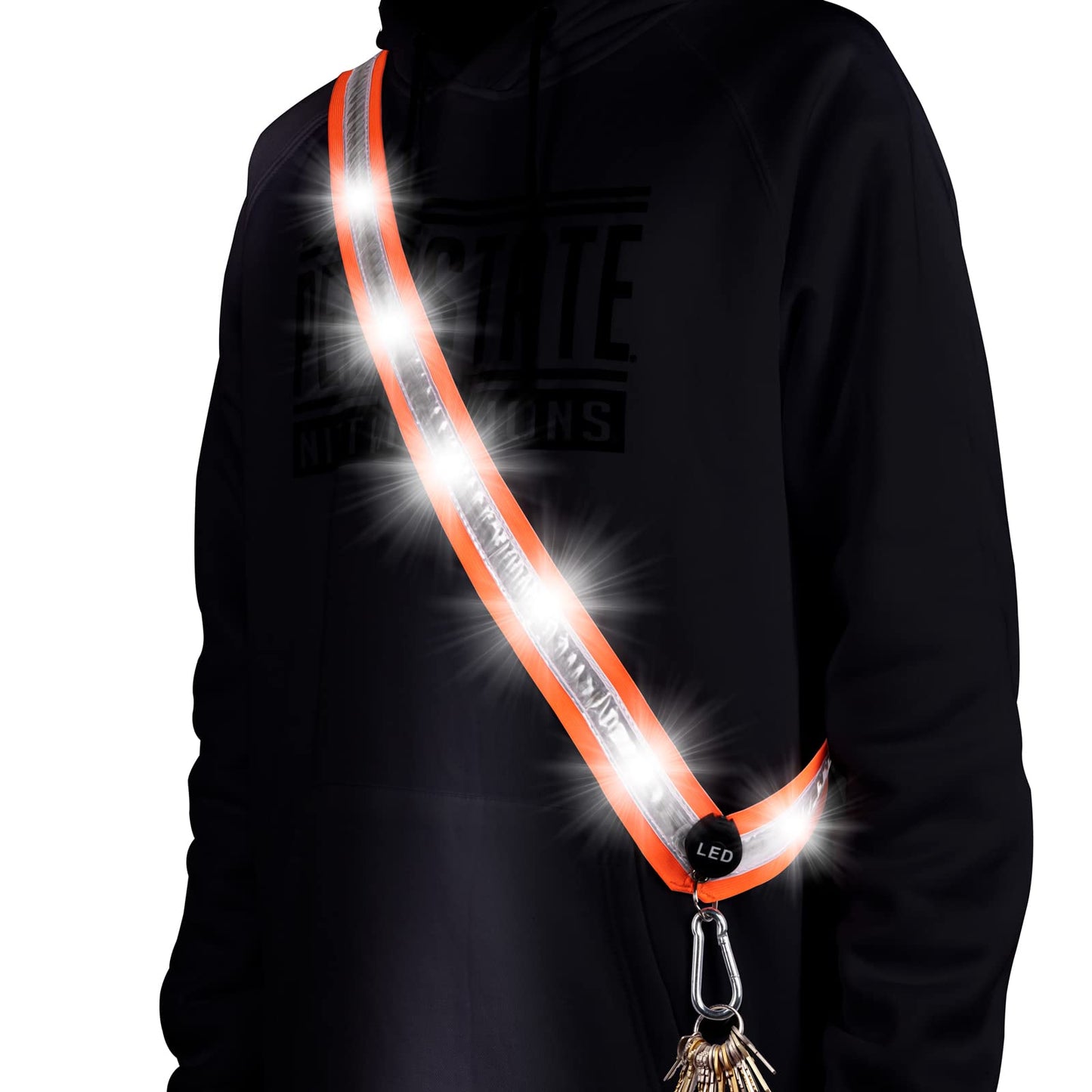 OLIKER LED Night Running Gear High Visibility LED Flashing Sash Outdoor Running Cycling Hiking Jogging Rechargeable Illuminating Gear for Men and Women Night Safety Walking Gear (Orange A)