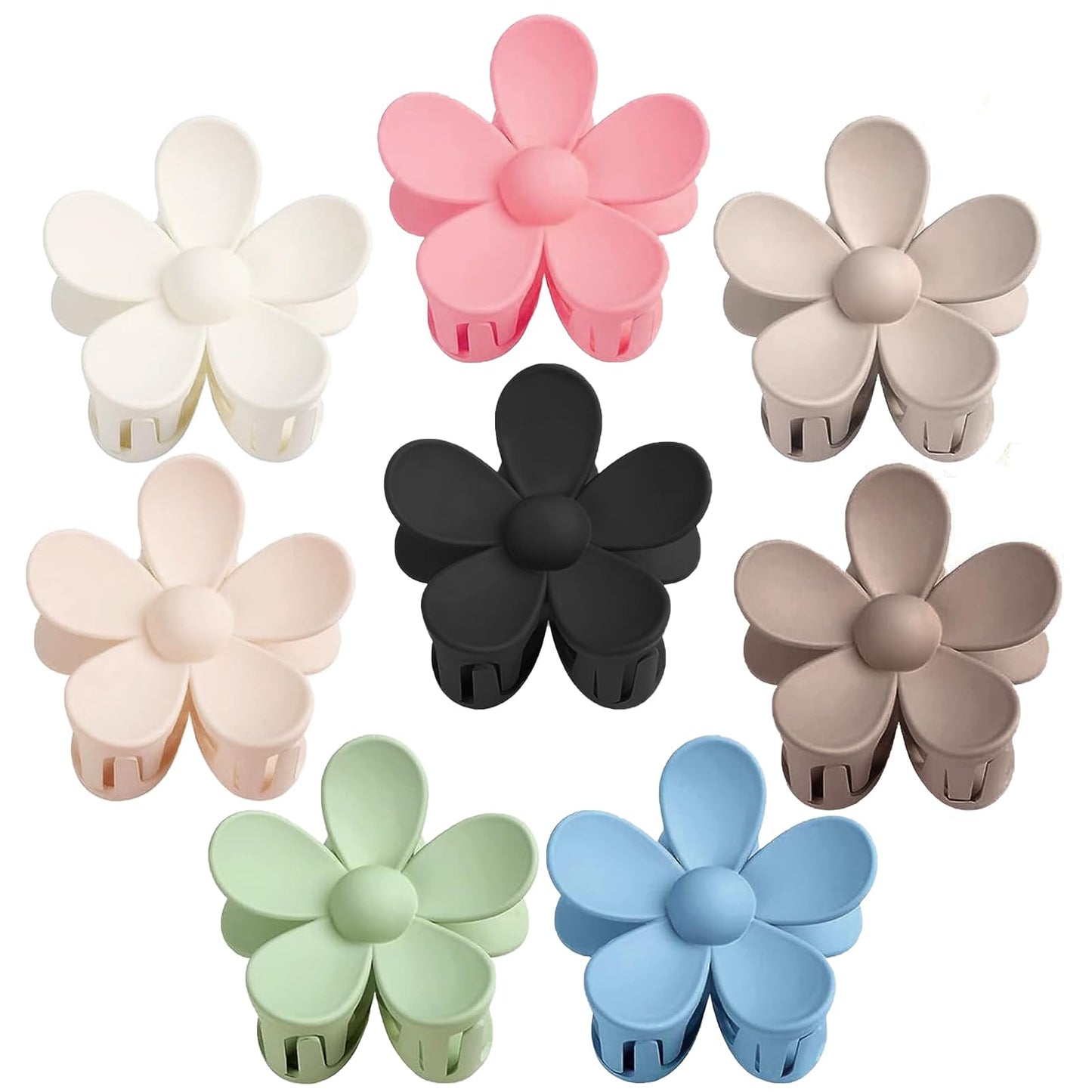 Flower Hair Clips 8PCS, Large Claw Clips for Women Girls Thick Thin Hair, Strong Hold Nonslip Big Dasiy Jaw Clamps Matte Hair Accessories 8 Colors