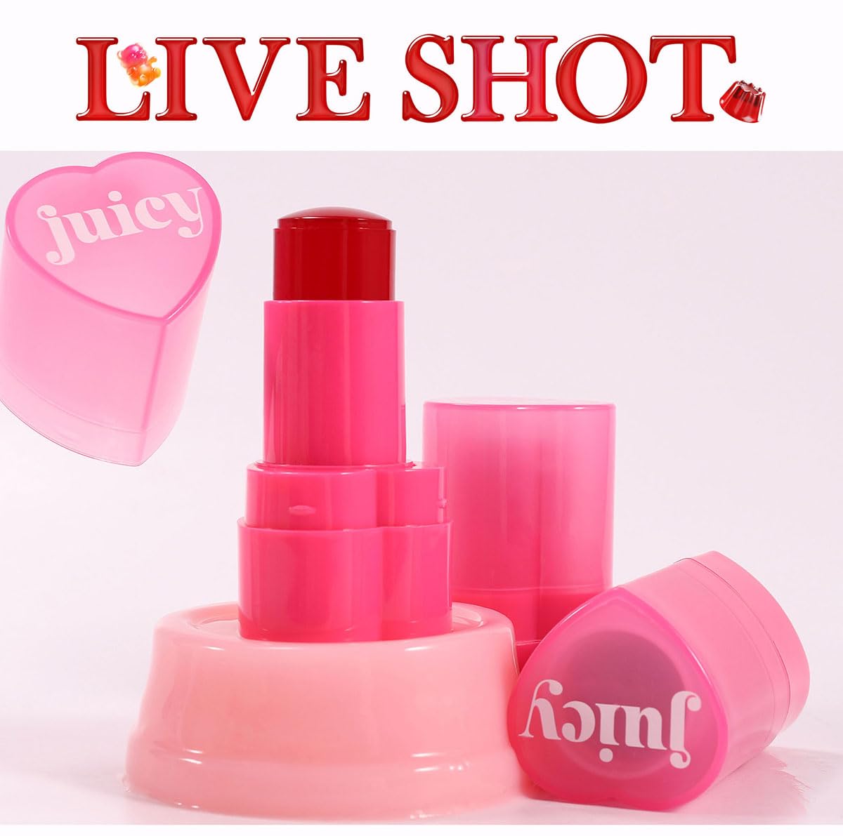 Cooling Water Jelly Tint Stick,Multi-Use Juicy Love Blush, 3-In-1cheek Blush & Eyeshadow & Lip Tinted Long-Lasting Moisture Stick,Bouncy Jelly Texture,Creates A Moist Watercolor Effect (#05, 0.32oz)