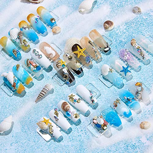 Summer Beach Nail Rhinestones - Ocean Theme Shell Starfish Conch Studs & Rivets - DIY Manicure Decoration (1-2 Boxes)