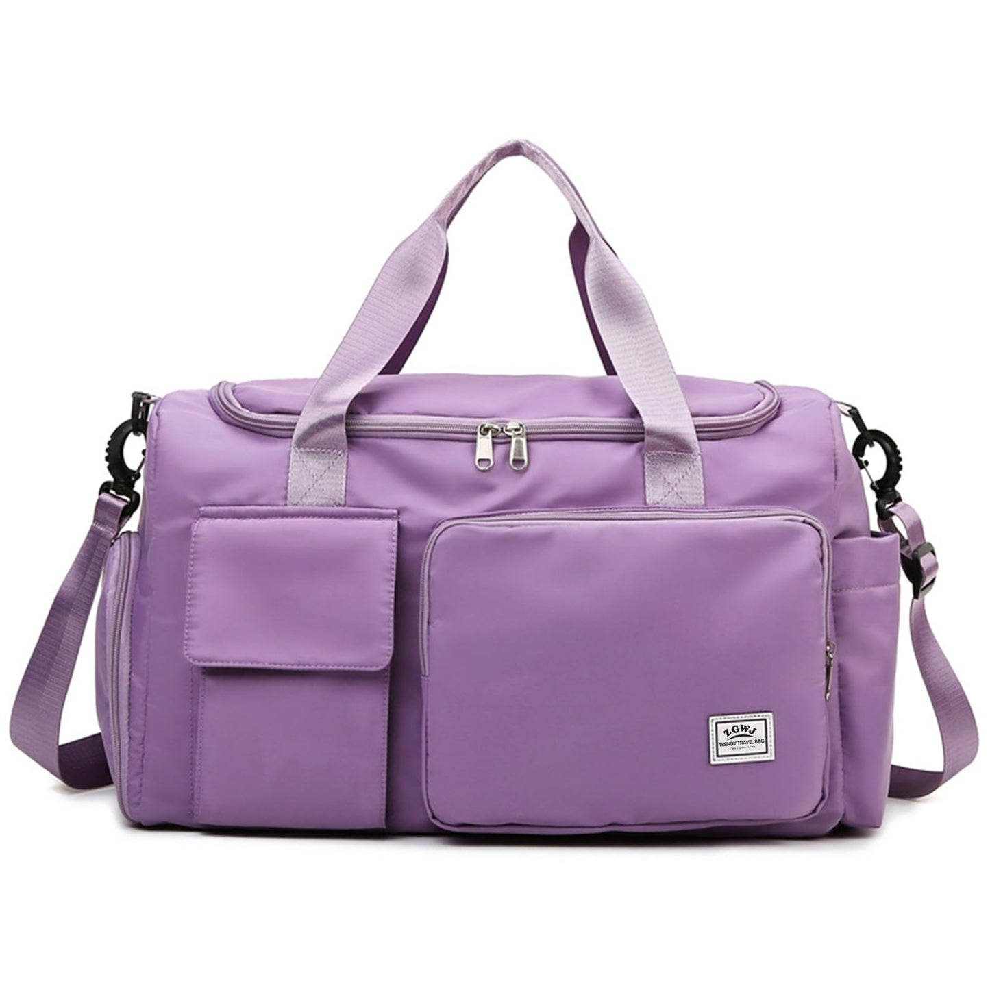Travel Duffel Tote Bag with Dry Wet Separation Pocket, Weekender Bag for Women and Men,Waterproof Bag with Shoe Compartment Lightweight and Easy Carry on Purple