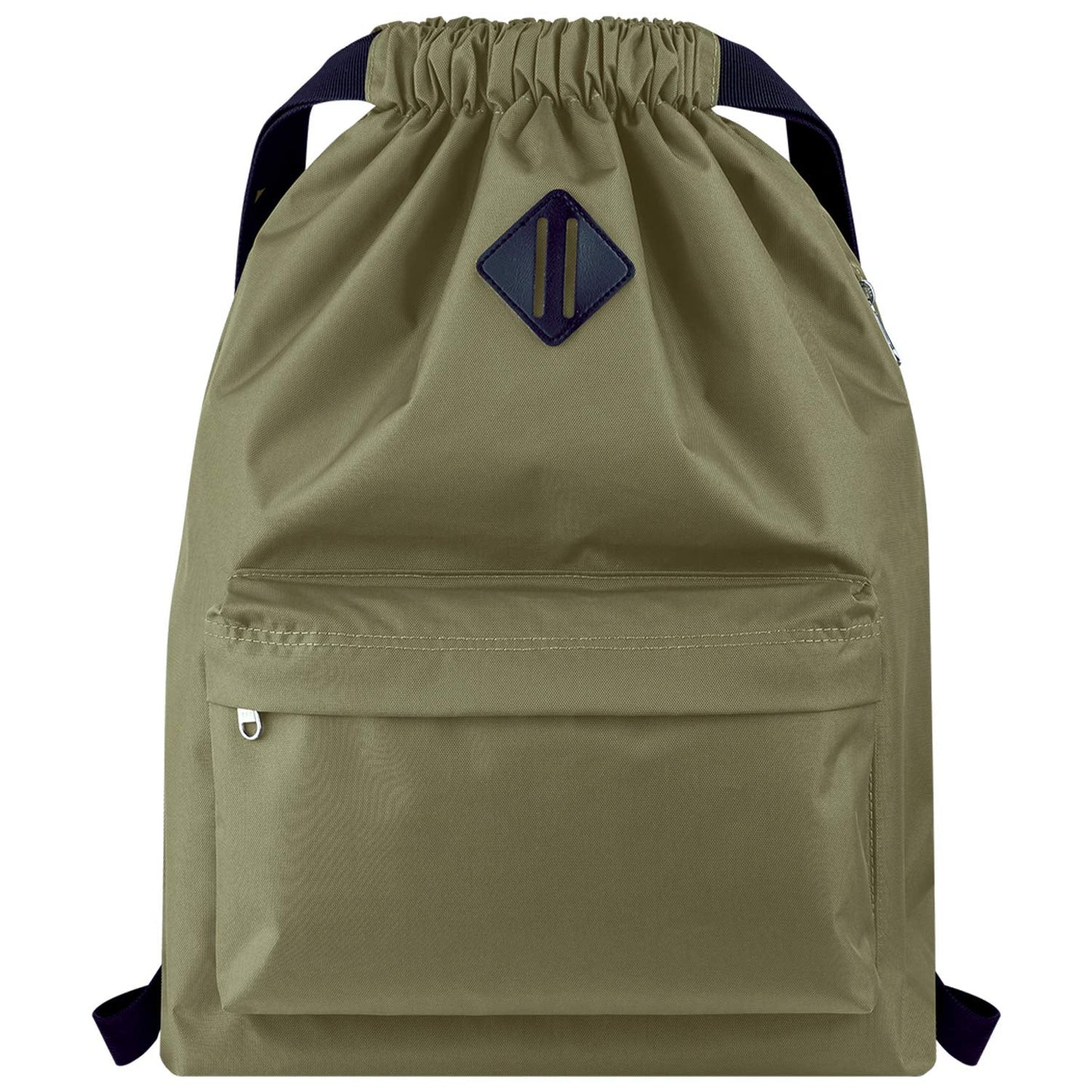 Vorspack Drawstring Backpack Water Resistant String Bag Sports Gym Sack with Side Pocket for Men Women - Green