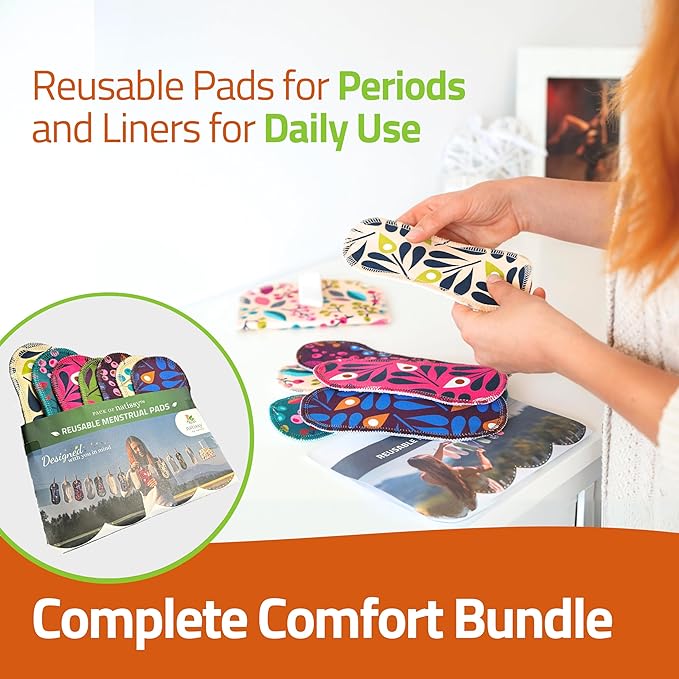 Cloth Panty Liners Thong; 7-Pack (Small) Mini Organic Cotton Reusable Panty Liners for Women Made in EU; Feminine Daily Tanga Washable for Women; Sanitary Reusable, NOT for Period