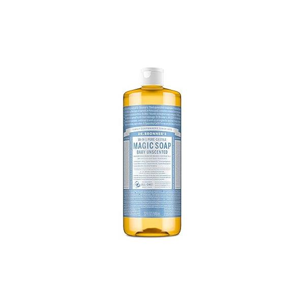 Dr. Bronner's Pure Castile Liquid Soap - Made with Regenerative Organic Certified Oils 18-in-1 Uses for Face, Body, Hand Gentle on Baby & Sensitive Skin Body Wash Unscented,32oz