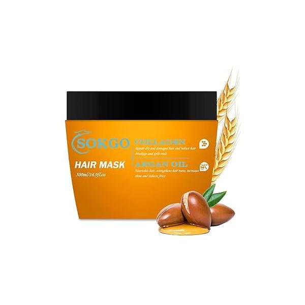 Moroccan Hair Mask, Collagen Treatment, Deep Hydrating Treatment for Dry Damaged Hair, Nourishing Formula Healthy Repair and Strengthening