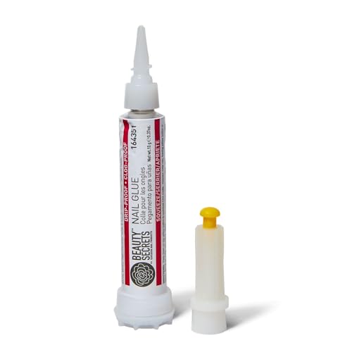 Beauty Secrets Drip & Clog Proof Nail Glue (1 Pack) Bundled with Zebra Cushion Nail File Medium Coarse 180/100 Grit by Beauty Secrets