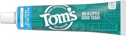 Tom's of Maine Fluoride-Free Rapid Relief Sensitive Toothpaste, Fresh Mint, 4 oz. 3-Pack (Packaging May Vary)
