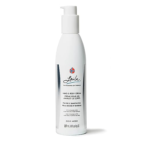 Geir Ness Laila Hand & Body Cream - Skin Moisturizing and Nourishing Formula for Soft and Smooth Hands - Vitamin A & E, Aloe Vera and Honey Extract