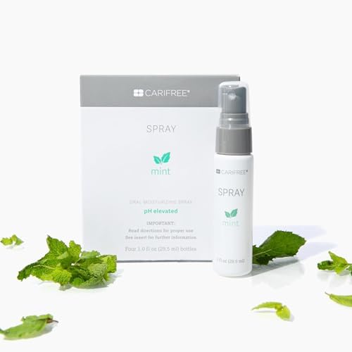 CariFree Oral Spray, Mint Flavored, Xylitol for Moisturization, Neutralizes pH, Fluoride-Free, Freshen Breath, Recommended by Dentists, Made in The U.S.A. 4 Bottles (1 fl. oz. Each)