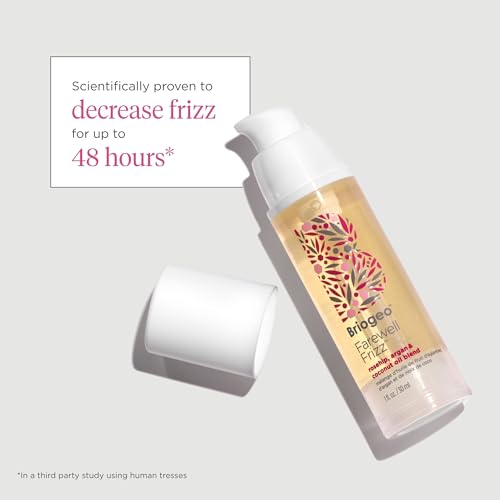 Briogeo Farewell Frizz Rosehip, Argan & Coconut Oil Blend, Argan Oil for Dry Hair, Anti-Frizz, Restore Shine to Dull Hair and Seal Cuticles, Vegan, Cruelty-Free, 1 fl oz
