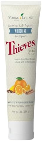 Young Living Thieves Whitening Toothpaste - Natural Oral Care for a Bright Smile - Fluoride-Free Formula - 4 oz Tube - Certified Ingredients for Fresh and Healthy Teeth