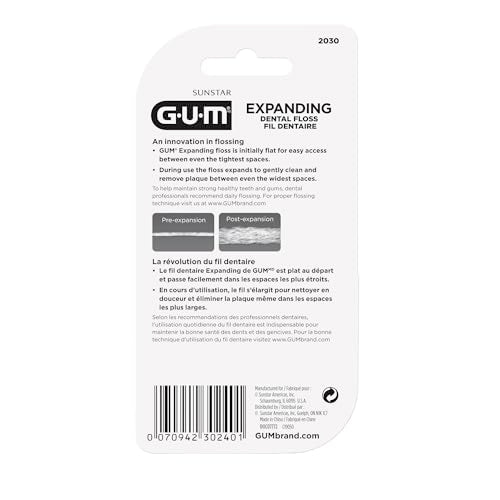 Expanding Dental Floss - Waxed Woven Floss - Effective Plaque Removal for Tight Teeth - Unflavored, 1 Count(Pack of 6)