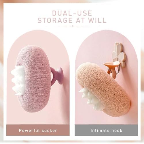 Super Soft Sunflower Suction Cup Bath Ball, 2025 New Sunflower Suction Cup Bath Ball, Loofah Body Scrubber Shower Sponge, Super Soft Exfoliating Bath Sponge for Women Men (Purple & Apricot)