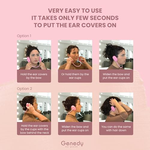 Ear Covers for Shower, Heat and Hair Dye Protection - Pink - Waterproof Ear Covers for Washing Hair - Reusable Silicone Ear Caps For Hair Dye - Ear Protectors From Heat Styling and Dryer