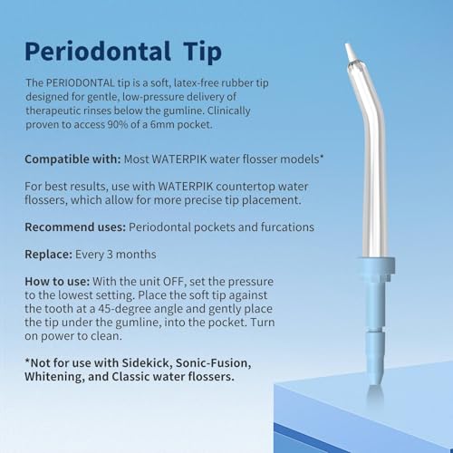 Replacement Heads for Waterpik, Replacement Picks for Water Pik Water Flosser (6 Periodontal Tips + Storage Case Bundle)