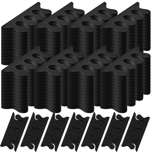 Mumufy 500 Pcs (250 Pairs) Toe Separators Pedicure Tool Kit Soft Toe Spacers for Pedicures Spreaders Finger Dividers for Women Men Feet Nail Toenails Art Painting Polish Spa(Black)