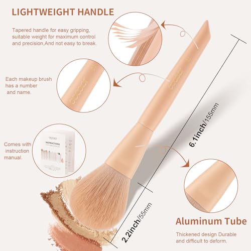 Docolor Makeup Brushes 17 Pcs with Makeup Bag and Makeup Sponge and Brush Protector Morandi Makeup Brush Set Premium Synthetic hair makeup brush Wooden handle Gift Box