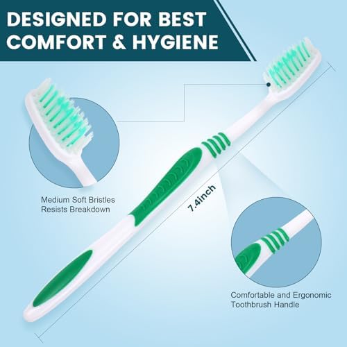 Navona 100 PCS Premium Individually Wrapped Bulk Toothbrush Pack, Disposable Toothbrushes, Kids Toothbrush, Medium Soft Bristle Toothbrushes, Ergonomics Handle, Perfect for Travel Hotel Donation