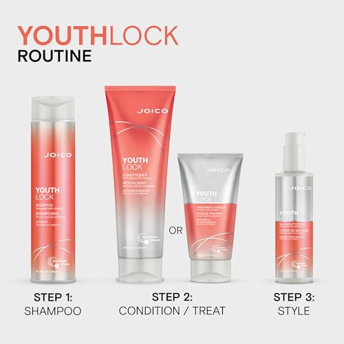 Joico YouthLock Blowout Crème Formulated With Collagen | Youthful Body & Bounce | Strengthen & Protect | Reduce Breakage & Frizz | Soften & Detangle Hair | Boost Shine | Sulfate Free | With Arginine