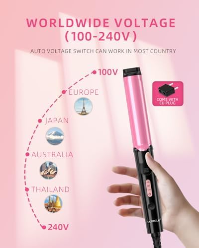 DORISILK Small Barrel Curling Iron for Short and Medium Hair，1 Inch Mini Curling Wand Travel Size，Dual Voltage Curling Iron for European and International Voltage