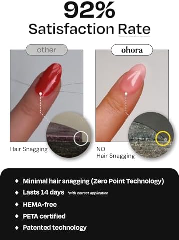 ohora Semi Cured Gel Nail Strips (N Delicate) - White, Patterned, Works with Any UV/LED Lamps, Salon-Quality, Long Lasting, Easy to Apply & Remove - Includes 2 Prep Pads, Nail File & Wooden Stick