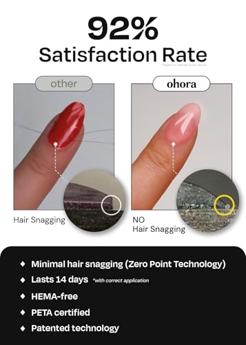 ohora Semi Cured Gel Nail Strips (N Afterglow) - Blue, Glitter, Works with Any UV/LED Lamps, Salon-Quality, Long Lasting, Easy to Apply & Remove - Includes 2 Prep Pads, Nail File & Wooden Stick