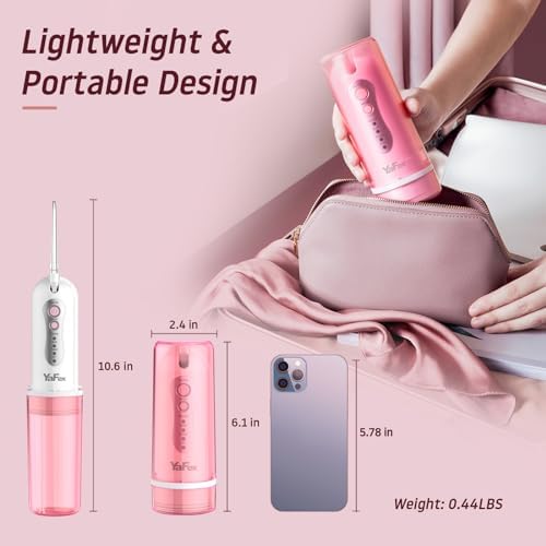Water Dental Flosser Cordless for Teeth: Portable Oral Irrigator Rechargeable Collapsible Travel Teeth Cleaner with Case, 4 Modes with DIY, 5 Jet Tips, IPX7 Waterproof for Teeth Cleaning