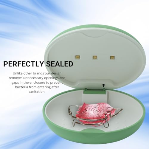 Tare&co UVC Ultraviolet Retainer Case Compatible with Invisalign, Mouth Guard Case, Dental Braces Case Slim Battery Powered, Aligner (Green Fig)