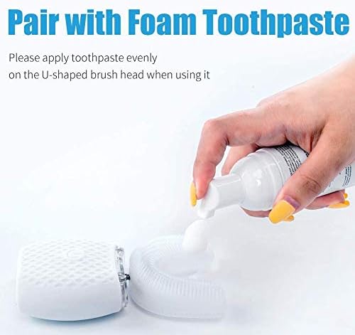 U-Shaped Automatic Ultrasonic Toothbrush, 360° Electric Toothbrush for Adults for Teeth Whitening, Rechargeable Ultrasonic Tooth Brush for Travel Home Dual-use (White, 1)