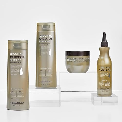 Giovanni Smoothing Castor Oil Conditioner - All Hair Types, Moisturize Hair & Scalp, Hydrate & Tame Frizz, Jojoba, Argan Oil, Coconut Oil, Shea Butter, Keratin - 13.5 oz