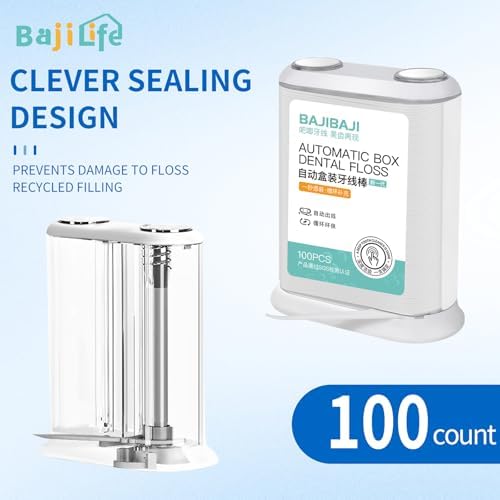 Twin-Line Dental Floss Dispenser,100 Count Twin-Line Floss Pick Dispenser with 1 Boxes of 200 Count Twin-Line Dental Flossers Picks - Perfect for Home and Travel, Total 300 Twin-Line Flossers