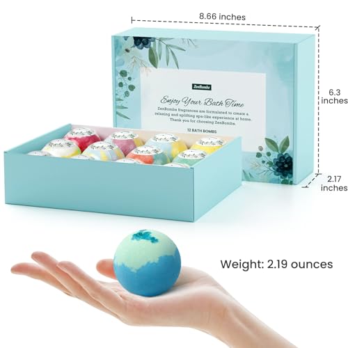 Bath Bombs for Women, 12pcs Handmade Natural Bath Bomb, Stocking Stuffers, Mothers Day Presents for Mom, Bath Bomb with Shea Butter, Valentines Day Gifts for Her and Him