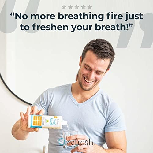 Oxyfresh Premium Lemon Mint Fresh Breath Mouthwash – Oral Rinse for Bad Breath – SLS & Fluoride Free Mouthrinse – Alcohol Free, Gentle Non Burning Mouthwash with Xylitol & Essential Oils, 16 oz