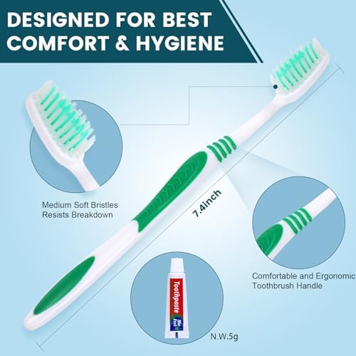 Navona 100 PCS Disposable Toothbrush with Toothpaste Bulk, Travel Toothpaste, Bulk Toothpastes, Individually Wrapped Bulk Toothbrush, Ergonomics Handle,Medium Soft Bristle, Perfect for Travel, Hotel
