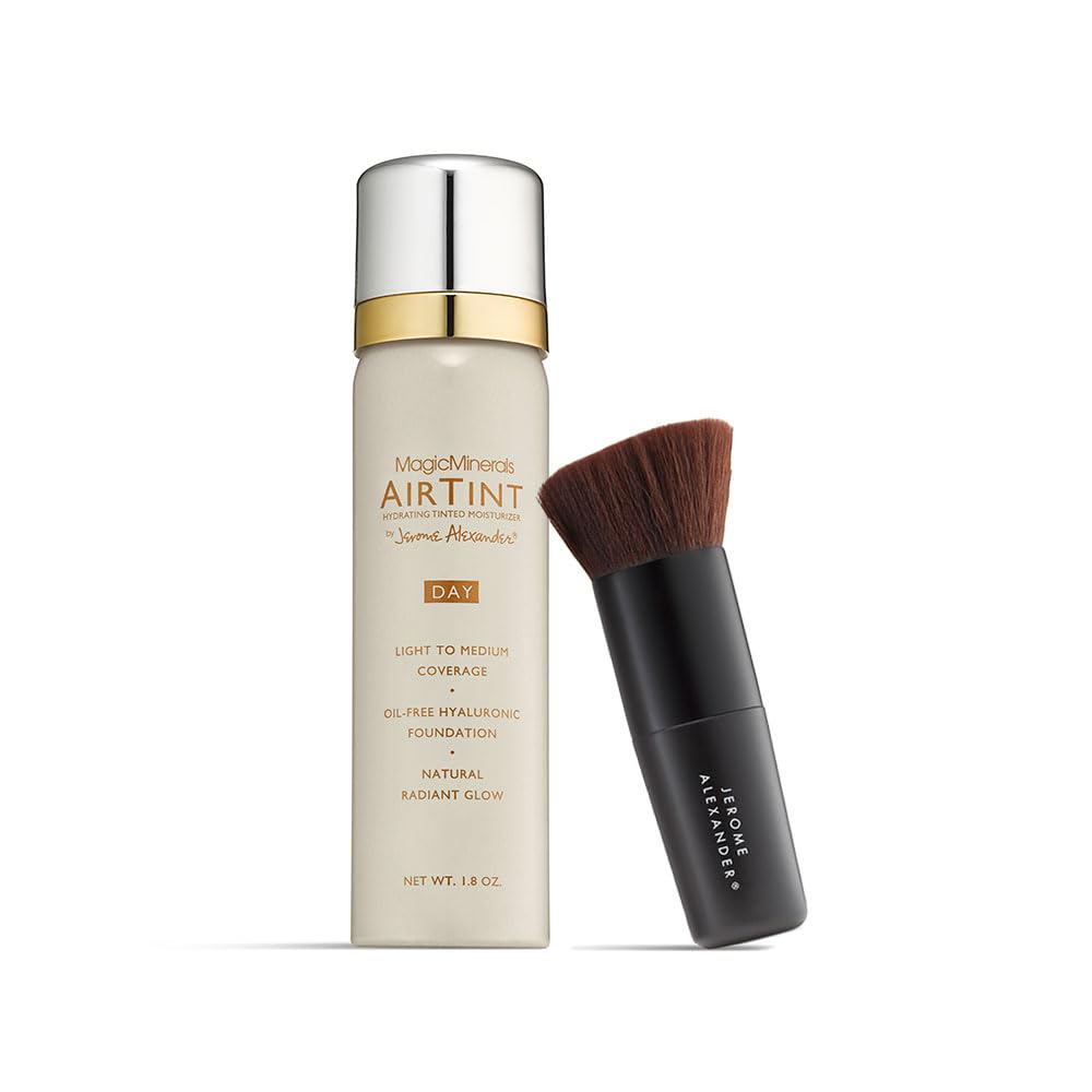 Jerome Alexander MagicMinerals AirTint Tinted Moisturizer AirBrush Spray Light | Tinted Moisturizer Spray with Anti-Aging Ingredients | Dark |2PC