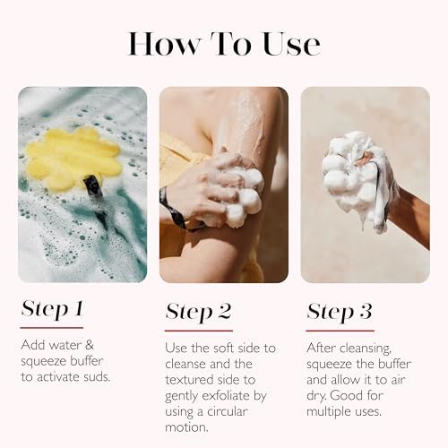 Spongelle Coconut Verbena Spongette Loofah Body Scrubber | Bath & Shower Loofah for Women | Body Scrubber Exfoliator with Body Wash Infused Sponge | 5+ uses | Creamy Coconut, Verbena & Lime
