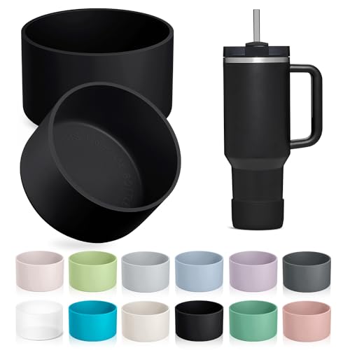 KTKUDY 2-Pack Silicone Boot for Stanley Tumbler 40 30 20 oz & Intended for Hydro Flask 12-24 oz - Cup Boot fit Select Yeti, Simple Modern, Owala Water Bottle - Bottom Cover Accessories Fit Stanley Cup