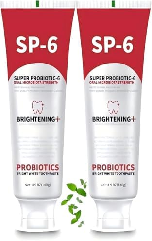 Sp-6 Probiotic Whitening Toothpaste, Sp-6 Ultra Whitening Toothpaste, with a Fluoride Free, Fresh Breath and Mint Flavored Enhancement Formula, Beneficial for Oral Health! 2pc (2)
