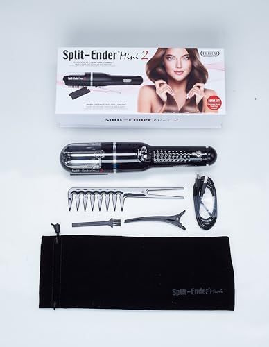 Split Ender Mini 2 - Cordless Split End Hair Trimmer, Solution for Dry and Damaged Hair, Rechargeable Trimmer for Broken and Brittle Split Ends, Hair Styling Tool- Black