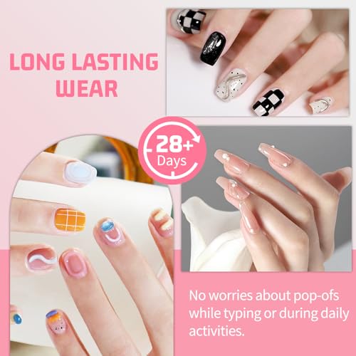 3Pcs Solid Nail Glue Gel for Press On Nail, No UV Lamp, Super Strong, Quick Drying, Semi Solid, Long Lasting, Clear/Transparent (15g x3)