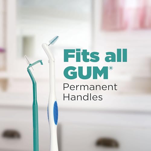 GUM Proxabrush Go-Betweens Refills - Wide - Compatible with GUM Permanent Handle - Reusable Interdental Brushes - Soft Bristled Dental Picks, 16 Count