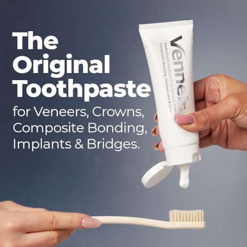 Venneir® Professional Toothpaste for Veneers, Implants, Bondings, Crowns & Sensitive Teeth — Stain Removing, Whitening, Natural, SLS Free, Pro Enamel Repair