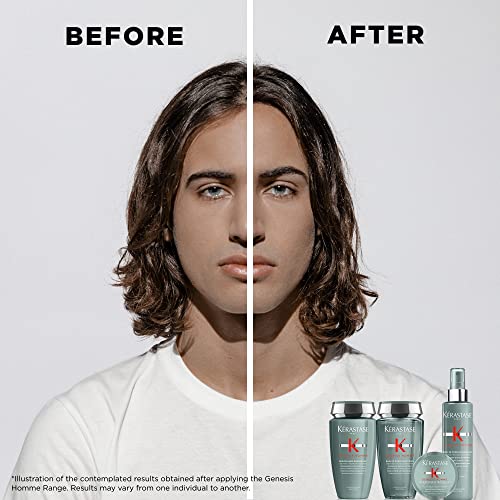 Kerastase Genesis Homme Bain De Force Shampoo For Men - Deep Cleansing & Hydrating, For Weakened Hair & Beard, 8.5 Fl Oz