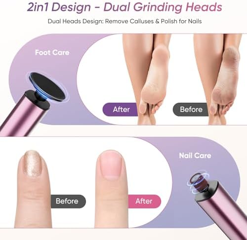 Electric Foot Callus Remover, 2in1 Rechargeable Foot File Callus Remover for Feet, 9 Speeds Foot Scrubber Dead Skin Pedicure Tools for Feet Heel Scraper for Cracked Heels with Sandpaper Discs